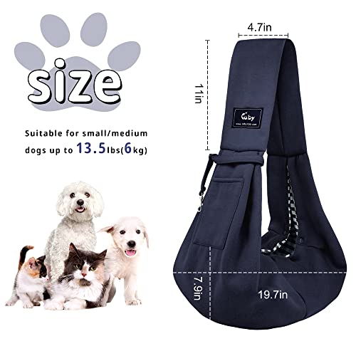 CUBY Dog and Cat Sling Carrier - Small Dog Carrier Sling with Adjust Strap & Zip Pocket, Hands Free Soft Dog Slings for Small Dogs Cats Puppy Pets Outdoor Travel Safety Purse Bag (Black)