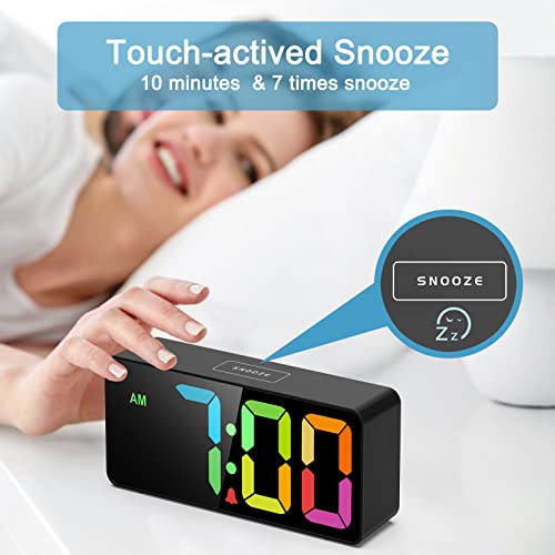 Welgo 7.5 Inches Big Number Alarm Clock for Seniors & Kids, 0-100% Adjustable Brightness and Volume, USB Charging Port, Simple Operation, Snooze, Outlet Powered for Bedside