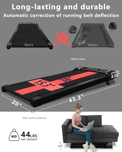 Walking Pad Treadmill with Incline Under Desk Treadmill 2.5 HP Portable Walking Pad 2 in 1 for Walking and Jogging, Under Desk Treadmill for Home Office with Remote Control.