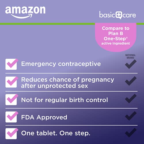 Amazon Basic Care Levonorgestrel 1.5 mg – Emergency Contraceptive Tablet, Morning After Pill, 1 Count (Compare to Plan B One-Step)