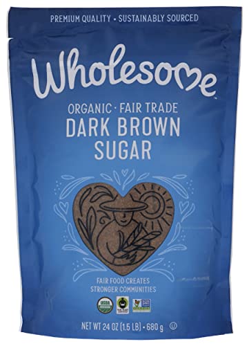 Wholesome Sweeteners 24-Ounce Organic Dark Brown Sugar, Fair Trade, Non GMO, Gluten Free & Vegan, Sugar for Baking and Glazing, 1 Pack