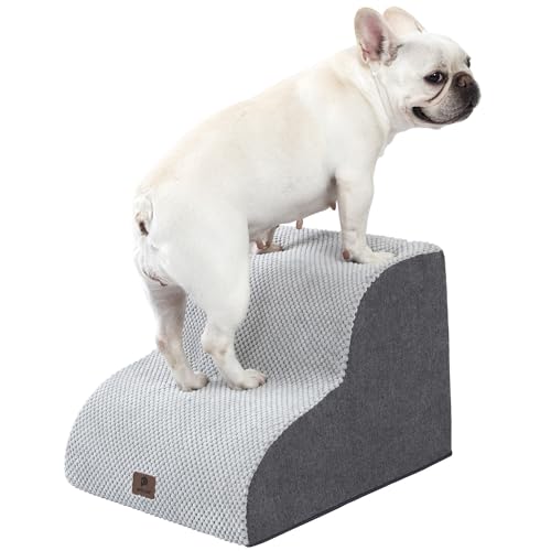 Pettycare Dog Stairs Ramp for High Beds and Couch,Curved Dog Steps for Small Dogs and Cats Pet Stairs Non-Slip Balanced Portable Pet Step Indoor, 2 Steps,Beige