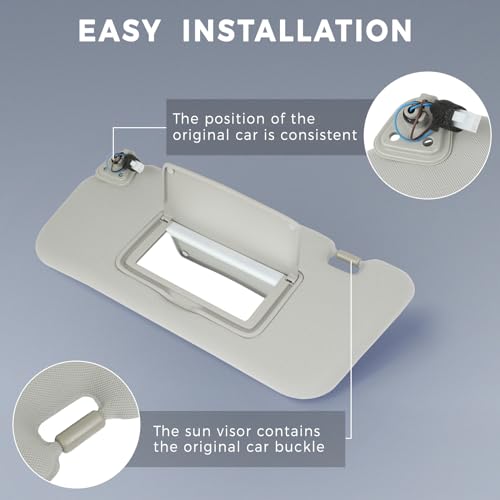 SCITOO Gray Left Driver Side Sun Visor Assembly fit for 2009 2010 2011 2012 2013 2014 for Nissan Murano with Sunroof