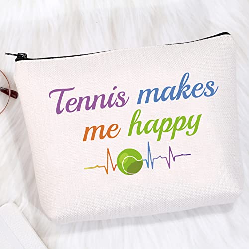 CMNIM Tennis Makeup Bag Tennis Gifts for Tennis Players Cosmetics Bag Gifts for Tennis Lovers Tennis Makes Me Happy Travel Bag Zipper Pouch Organizer (Tennis Makeup Bag)