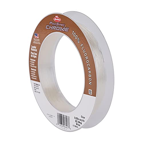 Berkley ProSpec® Chrome 100% Fluoro Leader, Clear, 80lb | 36.2kg, 75yd | 68m Fishing Line, Suitable for Saltwater Environments