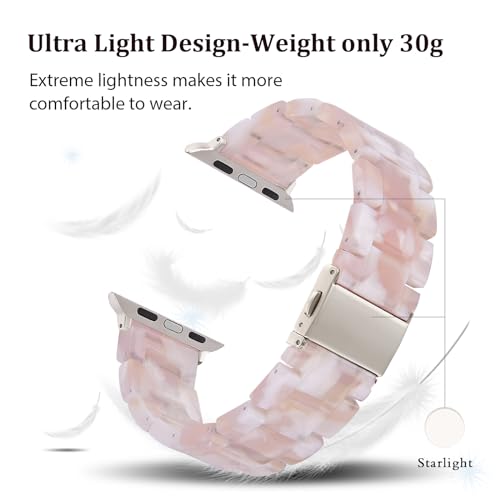 V-MORO Compatible iWatch Band Women Men- Fashion Resin iWatch Band Bracelet Metal Stainless Steel Rose Gold Buckle iWatch Series 3 Series 2 Sport&Edition 42mm/44mm