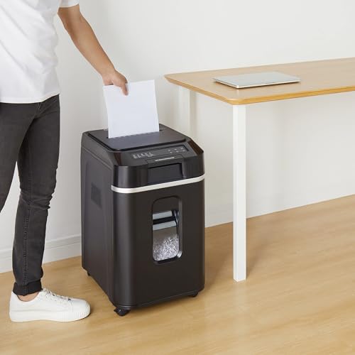 Amazon Basics 200-Sheet Auto Feed Micro Cut Paper Shredder with Pullout Basket, Black - NEW (Previously AmazonCommercial brand)