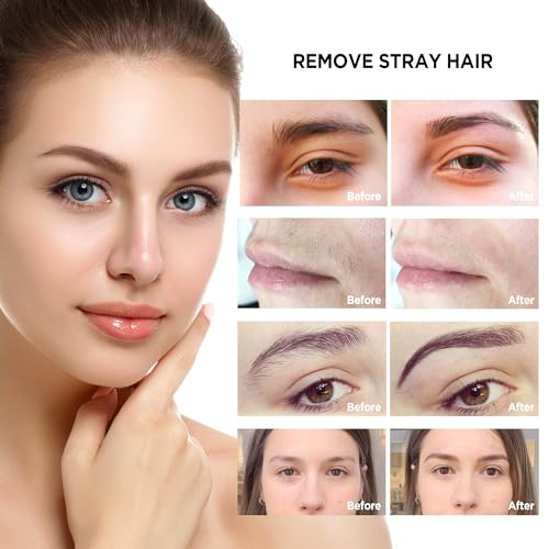 Orchrose Facial Hair Remover Eyebrow Trimmer: Portable Rechargeable 2 in 1 Face Shaver for Women - Painless Electric Hair Removal Device for Face Eyebrows Peach Fuzz Lips with Light (Gradient Pink)