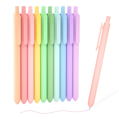 Shuttle Art Colored Retractable Gel Pens, 10 Pastel Ink Colors, Cute Pens 0.7mm Fine Point Quick Drying for Black Paper Writing Drawing Journaling Note Taking School Office Home