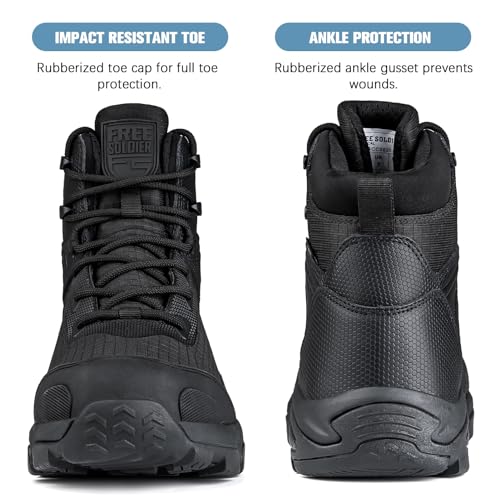 FREE SOLDIER Men's Waterproof Hiking Boots Lightweight Outdoor Mid Trekking Climbing Boots Men(Brown 13)