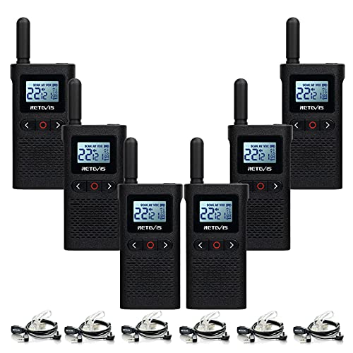 Retevis RB28B Small Walkie Talkies for Adults,Two Way Radio with Earpiece,VOX Handsfree,1500mAh Long Battery, Handheld 2 Way Radio Rechargeable for School Retail Restaurant Hotel (6 Pack)