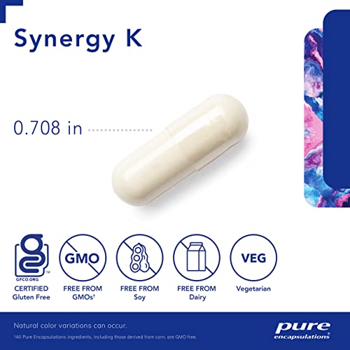 Pure Encapsulations Synergy K - with Vitamin K1, K2 & D3 - Supports Bones, Blood Vessels, Vascular Elasticity & Calcium Utilization* - includes Cholecalciferol - Gluten Free & Non-GMO - 180 Capsules