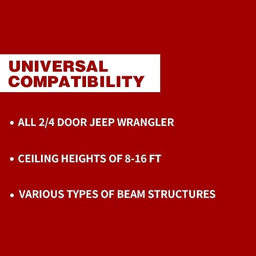 Hard Top Removal Lift for Jeep Wrangler, Compatible with All Jeep Wrangler JK JL Models, Easy One-Person Operation Roof Hardtop Hoist with Anti-Drop System, Supports 8-16 ft. Ceiling, 6 T Knobs