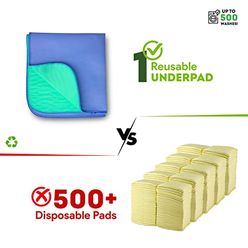 IMPROVIA® Washable Underpads, 34" x 52" (Pack of 1) - Heavy Absorbency Reusable Incontinence Pads for Kids, Adults, Elderly, and Pets - Waterproof Protective Pad for Bed, Couch, Sofa, Furniture, Floor