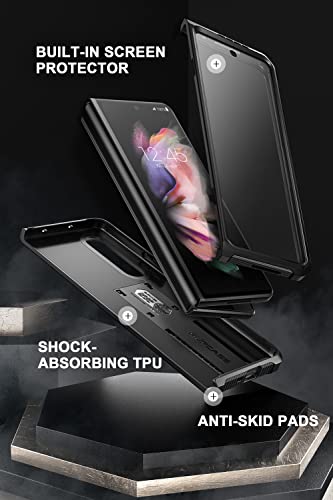 SUPCASE for Samsung Galaxy Z Fold 3 Case with Stand (Unicorn Beetle), [Built-in Screen Protector & Belt Clip] Heavy Duty Rugged Full-Body Shockproof Protective Phone Case for Galaxy Fold 3, Black