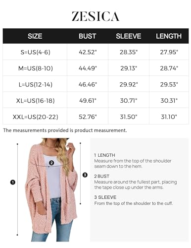 ZESICA Women's 2024 Fall Winter Popcorn Long Sleeve Open Front Chunky Knit Oversized Cardigan Sweater Coat,Orange,Large
