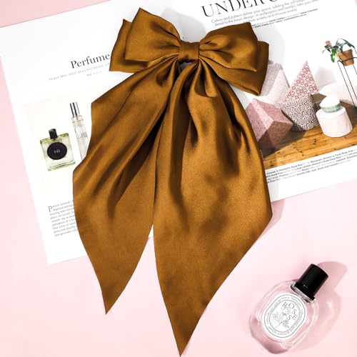 2 Pack Hair Bows for Women, Silky Satin Hair Bows Hair Ribbons Large Bow Hair Clips, Cute Hair Bow Clips Bow Hair Barrettes Hair Accessories for Women Girls