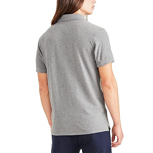 Dockers Men's Slim Fit Short Sleeve Performance Pique Polo, Gray Heather, Small