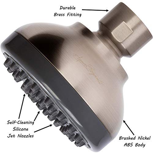 Pressure Boosting Shower Head - High Pressure Water Saver Showerhead Best For Low Flow Showers, 1.8 GPM - Brushed Nickel & California Certified