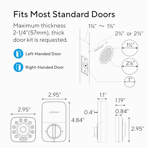 ULTRALOQ U-Bolt Pro WiFi Smart Lock with Door Sensor, 8-in-1 Keyless Entry Door Lock with Built-in WiFi,Fingerprint ID,App Remote Control,Auto Unlock,Door Status Alert,WiFi Deadbolt Door Lock