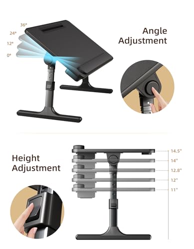 Laptop Desk for Bed,EWX Bed Table with Foldable Legs Tablet Slot Storage Drawer Silicone Wrist pad,Foldable Lap Table for Eating, Working, Writing and Drawing,22.8” x 14.6” Bed Desk