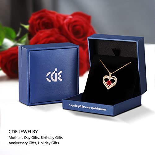 CDE Forever Love Heart Necklaces for Women, Wedding Anniversary, Birthday Gift for Wife, S925 Silver Jewelry with Birthstone Pendant, Ideal Chrismas Valentine's or Mothers Day Gifts for Her