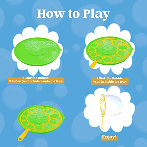 JOYIN Big Bubble Wands Set Bulk for Kids Summer Outdoor Activity Party Favors, 18 Pcs Giant Bubble Maker with Tray, 12" Large, 6 Pcs Bubble Solution Suitable for All Age People