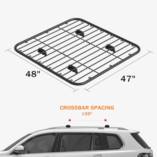 WILDROAD Car Roof Platform, Universal Roof Flat Rack 48" x 47" x 1.3" Heavy Duty Roof Rack Platform with Anti-Rust Sealant Fits for SUV Truck Cars