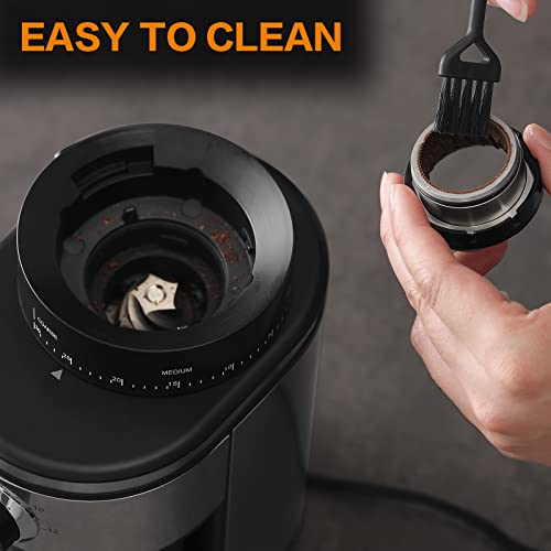 Ollygrin Coffee Bean Burr Grinder Electric, Burr Mill Conical Coffee Grinder With 30 Adjustable Grind Settings For 2-12 Cups, Sliver & Black