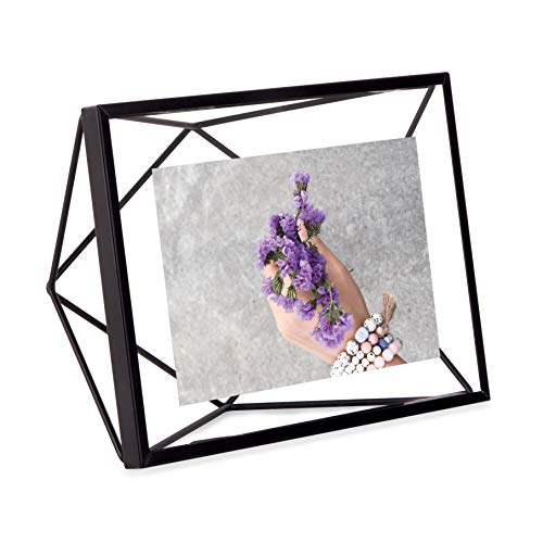 Umbra Prisma Picture Frame, 8x10 Metal Photo Display for Desk or Wall, 8" x 10", Black