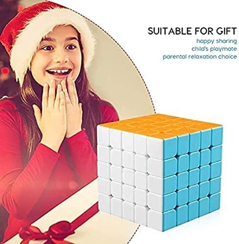 Coogam Qiyi 5x5 Speed Cube Stickerless Magic Puzzle Toy Gift for Kids and Adults Challenge (Qizheng S Version)
