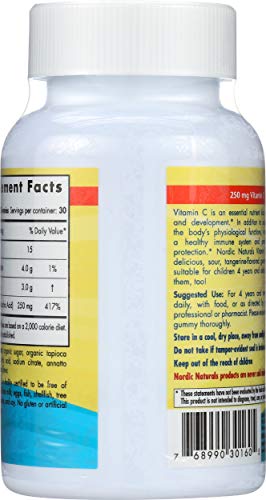 Nordic Naturals Vitamin C Gummies, Tart Tangerine - 60 Gummies - 250 mg Vitamin C - Immune Support, Antioxidant Protection, Child Growth & Development - Non-GMO, Vegan - 30 Servings