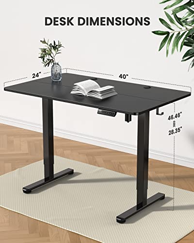 ErGear Height Adjustable Electric Standing Desk, 40 x 24 Inches Sit Stand up Desk, Small Memory Computer Home Office Desk (Black)