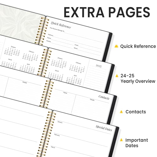 2024-2025 Academic Planner, Annecy Weekly ＆ Monthly Planner from Jul. 2024 – Jun. 2025, 8.5"x11" School Year Daily Planner with Monthly Tab, Waterproof PVC Cover, Spiral Bound, Pocket, Bookmark, Black