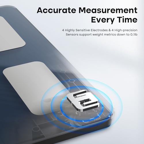 GE Smart Scale for Body Fat: Weight Scales with BMI Muscle Mass Button Function 500lbs Digital Bathroom Scales Body Composition Monitor 11.8" Platform Accurate Weighing Health Analyzer