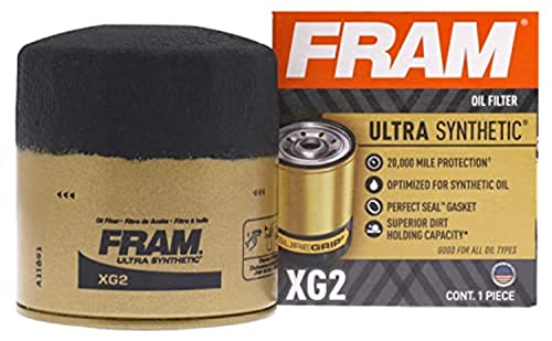 FRAM Ultra Synthetic Automotive Replacement Oil Filter, Designed for Synthetic Oil Changes Lasting up to 20k Miles, XG2 with SureGrip (Pack of 1)