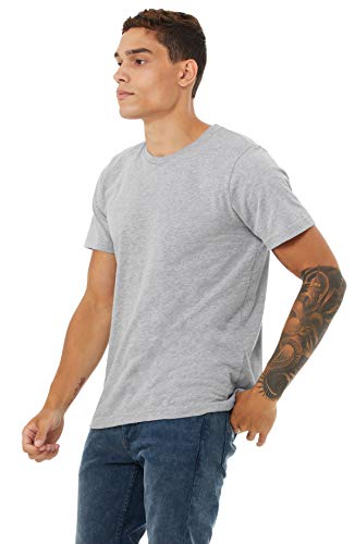 Bella Canvas Mens Airlume Cotton Crew Tee T Shirt, Athletic Heather, Small US