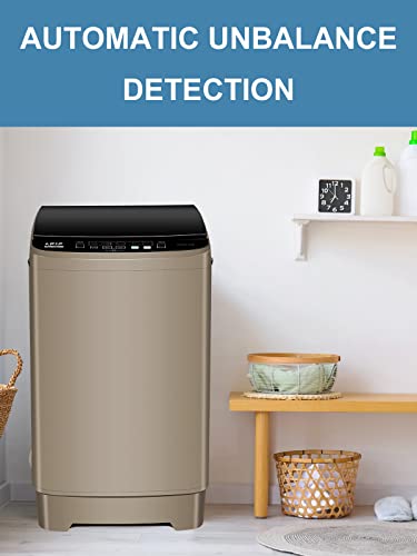KRIB BLING Full-Automatic Washing Machine 17.7 lbs Small Compact Portable 10 Wash Program & 8 Water Level Compact Washer with LED Display Ideal for Apartments, RV, Camping, Gold (KB03-GOLD6)