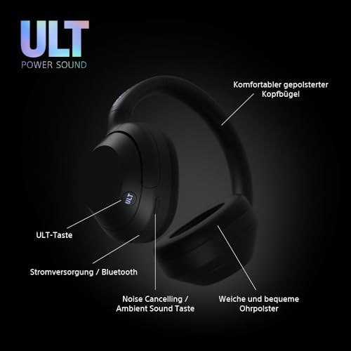 Sony ULT WEAR Over Ear Wireless Noise Canceling Headphones ULT Sound, Massive Bass, Clear Call Quality, Up to 30hr Battery Life, Alexa & Google Assistant, iOS & Android (Black), International Model