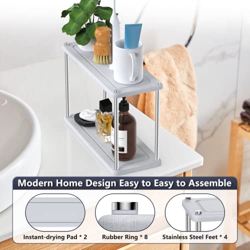 Zrfmib Instant Dry Bathroom Kitchen Sink Organizer, Diatomite Stone Drying Tray for Soap Dispenser, Sponge Brush and Toothbrush Cup, Countertop Fast Drying Rack (Dark Grey-Curved,1Pc)