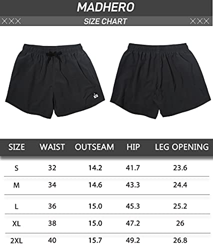 MADHERO Mens Swim Trunks Short Funny Swimming Shorts Bathing Suit with Mesh Liner 3 Inch Dark Blue Size M