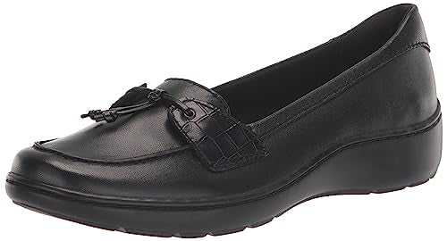 Clarks Women's Cora Haley Loafer, Black Leather, 8.5