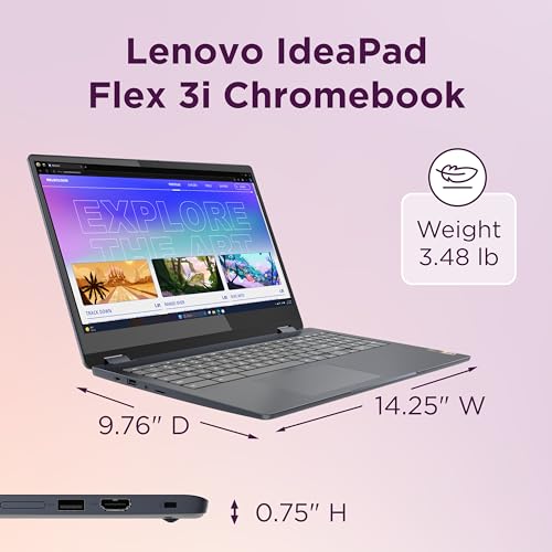 Lenovo IdeaPad Flex 3i Chromebook Laptop, Intel® UHD Graphics, 15.6” FHD Display, Intel Pentium N6000, 8GB RAM, 128GB SSD, 1920x1080 px, Touchscreen, Chrome OS, Abyss Blue