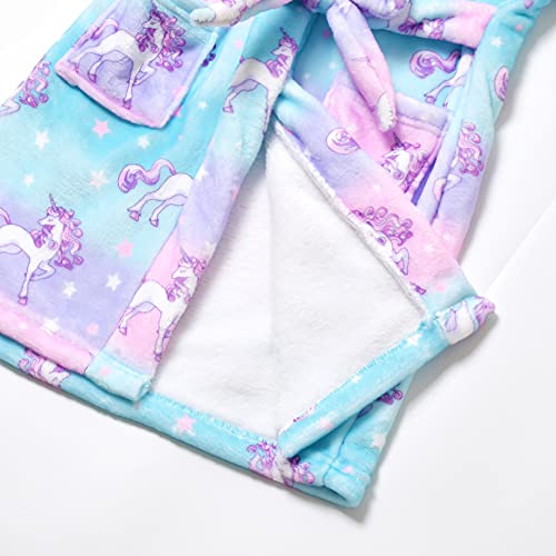 CHILDRENSTAR Matching Girls & Doll Bathrobes Kids Hooded Robes Plush Soft Fleece Pajamas Sleepwear,3t 4t
