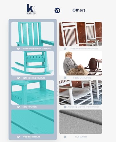KINGYES Outdoor Patio Rocking Chair, Aruba