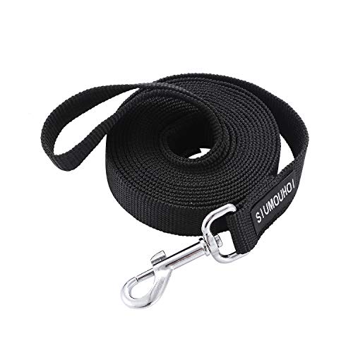 Siumouhoi Strong Durable Nylon Dog Training Leash, 1 Inch Wide Traction Rope, 6 ft 10ft 15ft Long, for Small and Medium Dog (Black, 6 Feet)