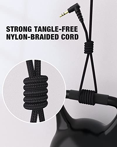 Elecder i45 Black Wired Headphones, Immersive Hi-Fi Stereo Bass, Lightweight and Folding, 4.9ft Nylon Woven Rope, Ideal for School, Travel, Home, Office, and More
