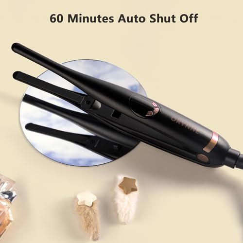 ORYNNE 3/10'' Small Flat Irons for Short Hair Pixie Cut, 5s Ultra Fast Heat Up Tiny Pencil Flat Iron, Ionic Mini Edge Flat Iron, Skinny Thin Straightener Champagne Gold
