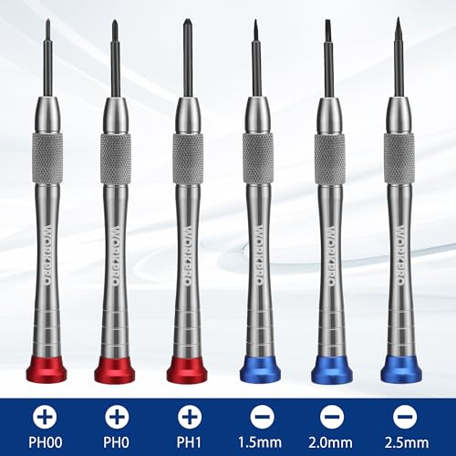 WORKPRO 6-Piece Magnetic Screwdriver Set, S2 Alloy Steel, 3 Phillips and 3 Slotted Tips Small Screwdriver Repair Tool Kit, Good for Phone, Computer, Watch, Eyeglass, Electronic