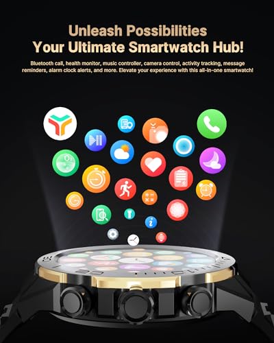 Smart Watch for Men Answer/Make Call for Android iPhone, 1.43" AMOLED HD Screen Mens Luxury Watch, 400mAh Heavy Duty Smartwatch Heart Rate Blood Oxygen Blood Pressure Sleep Monitor Pedometer, 2 Straps